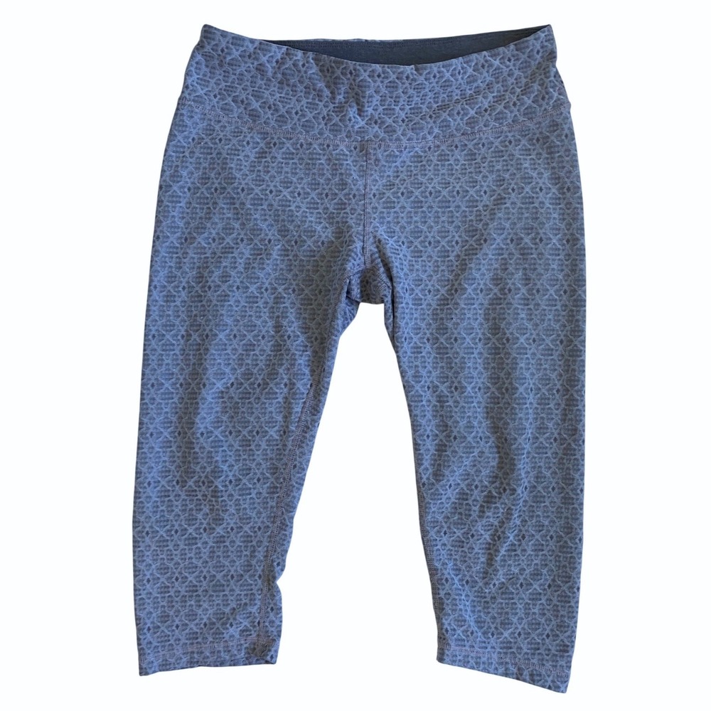 Prana Womens Grey Geometric Diamond Burnout Capri Yoga Leggings Size Small